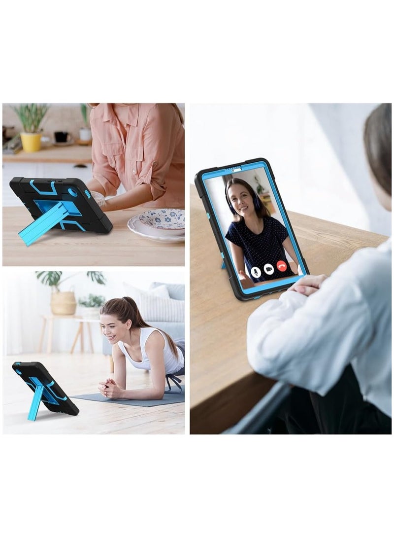 Case for Galaxy Tab A9 8.7 Case Kids, Heavy Duty Rugged Full-Body Hybrid Shockproof Drop Protection Cover Samsung Galaxy Tab A9 8.7 Inch 2023 Model SM-X110 / SM- X115 (1-Black+Blue) (Black) - Image 5